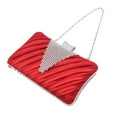 thumbnail image 2 of Elegant Pleated Satin Hard Clutch Rhinestones Top Evening Bag, 2 of 4