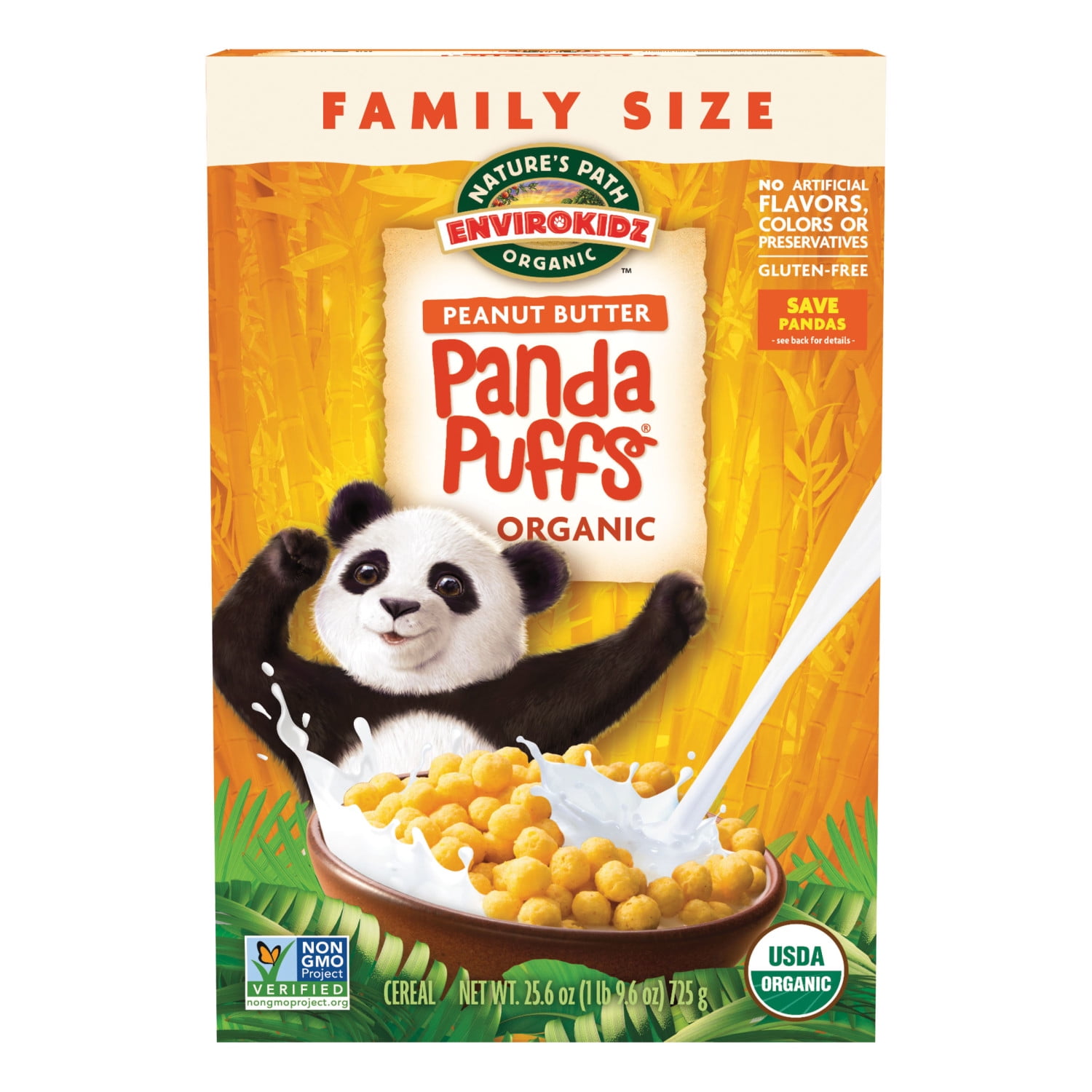 EnviroKidz Organic Panda Puffs Breakfast Cereal, 25.6oz Box (pack of 4)