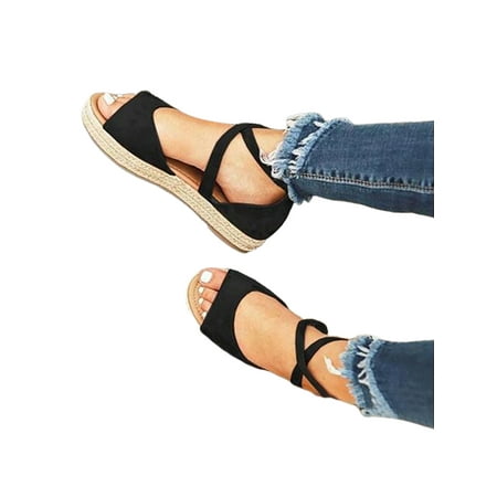 

Avamo Ladies Comfy Peep Toes Sandals Womens Espadrilles Strappy Summer Platform Shoes