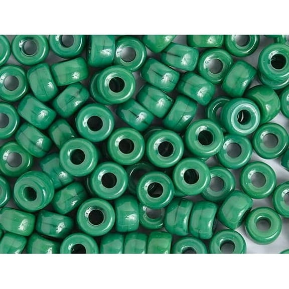 John Bead 100pcs 9mm Glass Crow Beads | Opaque Green Glass Pony Bead