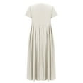 thumbnail image 5 of Itsame Women Summer Dress Solid Color Cotton Thin Dress Beige Size XL, 5 of 6