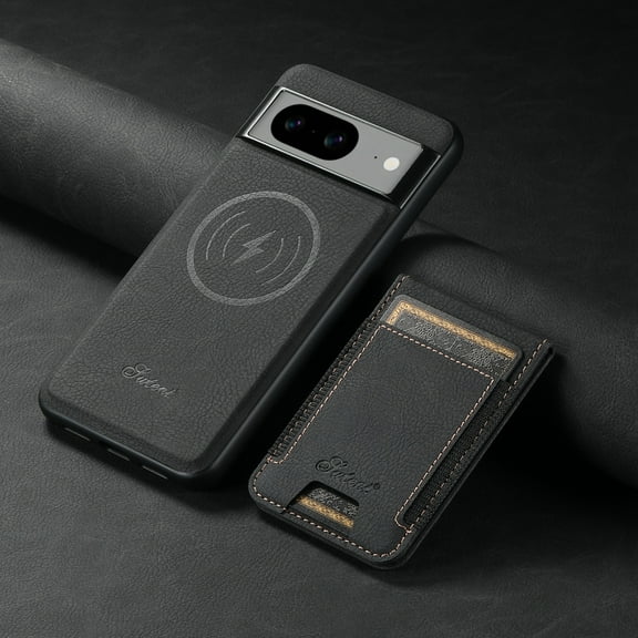 Dteck 2 in 1 Detachable Wallet Case for Google Pixel 9 Pro XL,Magnetic Leather Case with Removable Card Holder Wallet Compatible with MagSafe Shockproof Kickstand Back Cover,Black