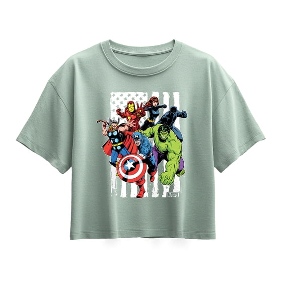 Avengers - American Flag - Youth Girls Boxy T-Shirt