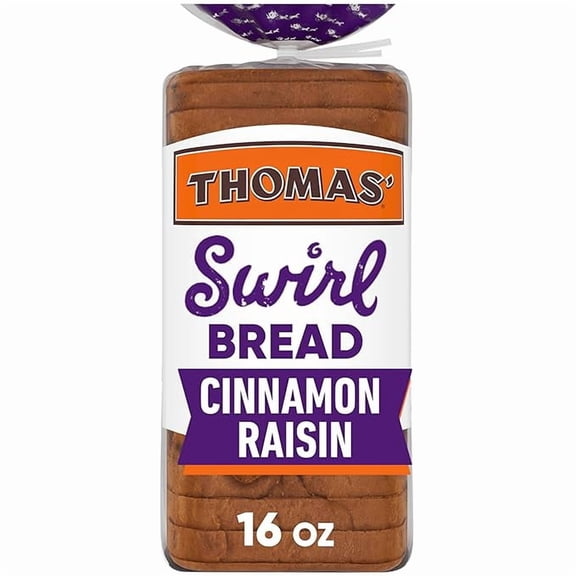 Pack of 1 Thomas Cinnamon Raisin Swirl Bread, 16 Oz Cinnamon Raisin Bread Loaf