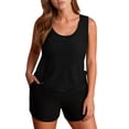 thumbnail image 2 of Qzwdhjm 3 Piece Tankini Swimsuits for Women Athletic Swim Tank Tops with Striped Bra and Boyshorts Bathing Suits for Beach Vacation with Pocket, 2 of 9