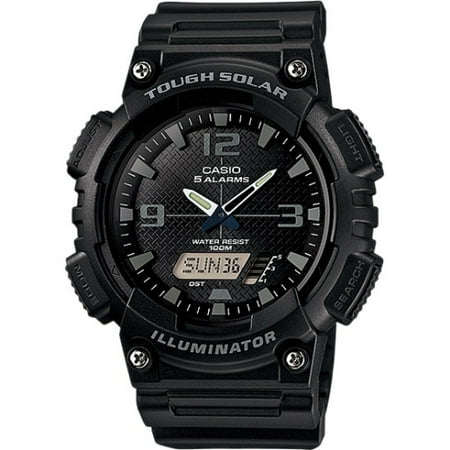 - Men's Solar Sport Combination Watch, Black Resin Strap