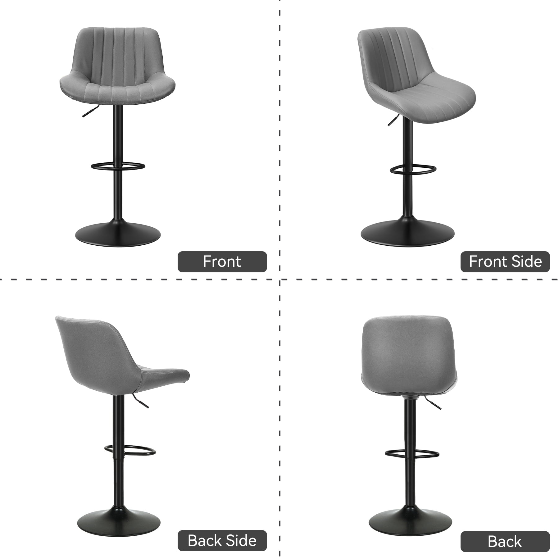Hawsaiy Adjustable Bar Stools Set of 2, Swivel Counter Height Bar Chairs with Back, Modern Technical Fabric Barstools for Kitchen Island & Home, Dark Gray