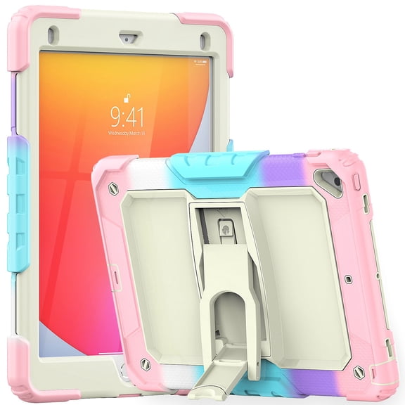 Case For Apple iPad Pro (11 inch) 2024 Heavy Duty Full Body 2in1 Rugged Shockproof Protective Tablet Kickstand Tablet Cover [ Beige / Camo Pink ]