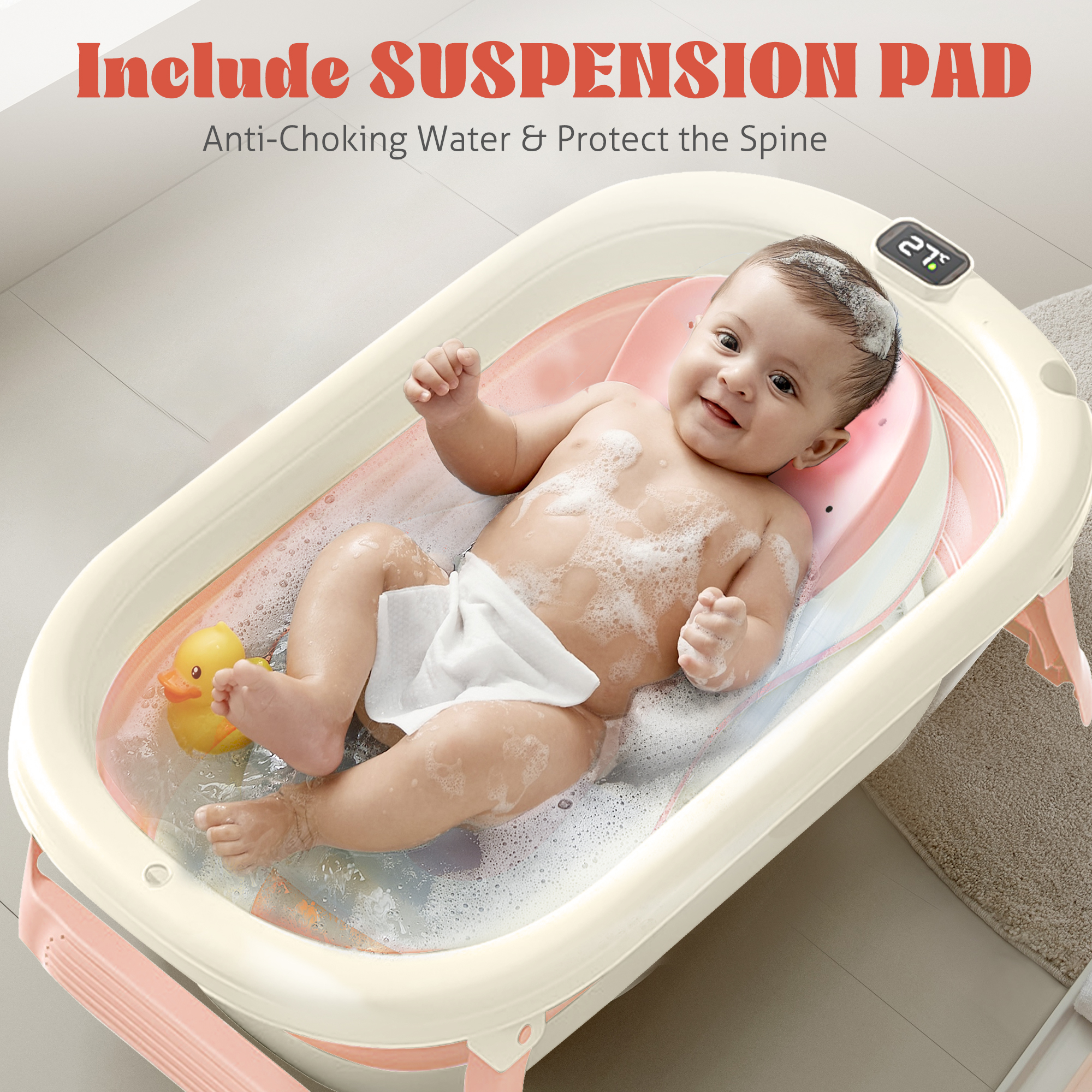 Rupoun Foldable Baby Bathtub with Cushion Support photo 2