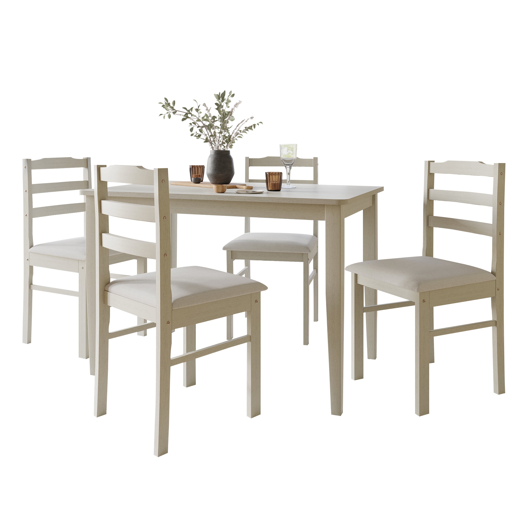 Castle Place 5 Piece Classic Wood Dining Table Set, Antique Gray