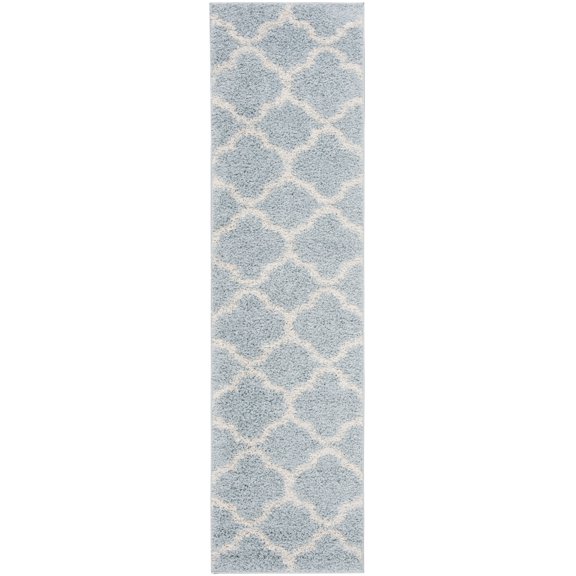 Safavieh Shag New York Ruben Geometric Power Loomed Blue/Ivory Rug Runner, 2' x 8'