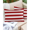 thumbnail image 4 of Outdoor Waterproof Throw Pillow Covers Set of 2 Classical Stripe Decorative Pillowcases Lumbar Outdoor Pillows Cushion Case 20x12 Inch Red Patio Pillows for Couch Sofa Bed Garden, 4 of 7