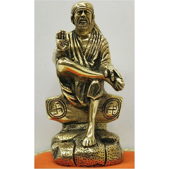 Saibaba Brass Statue Religious God Murti Shirdi Sai Nath Ji Sai Baba Sculpture Hindu God Statue Indian Handcrafted Statue Sai Baba Murti Sai Baba Figurine Indian Home Temple Decor - AtoZ India Cart