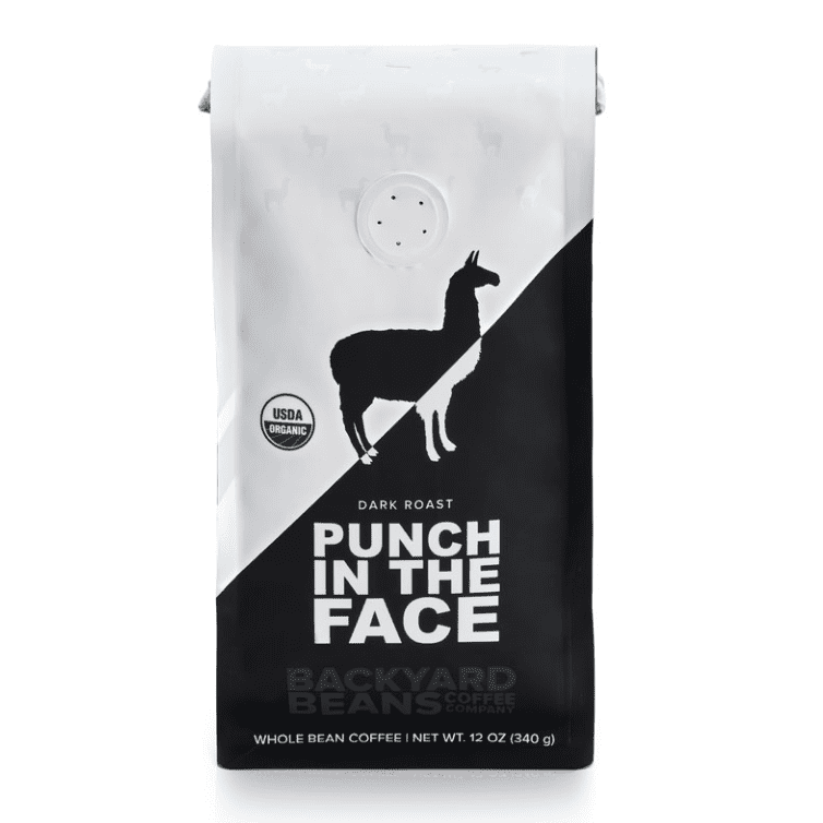 Backyard Beans Coffee - Punch in the Face, Organic Whole Bean, Dark Roast, 12oz