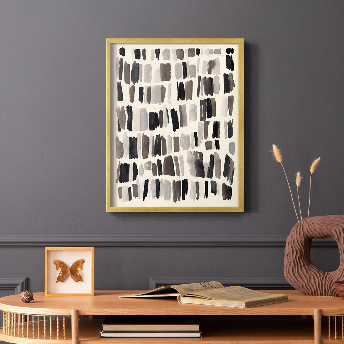 Chalk and Flint II Framed Print in Gold Solid Wood Framed Print No Nail Hanging