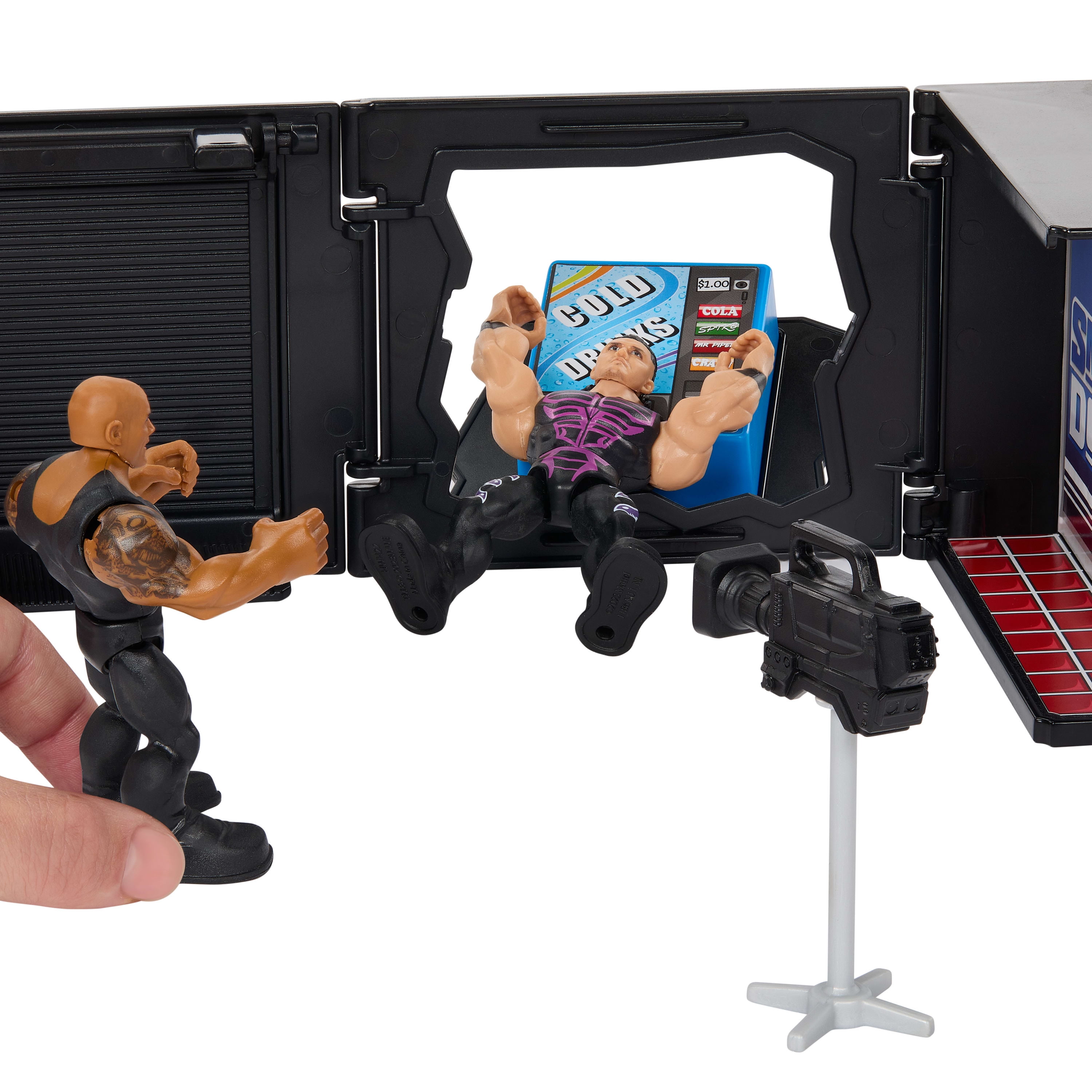 WWE Knuckle Crunchers Final Boss Microphone Playset with The Rock Action Figure & 2 Accessories, WWE KC Final Boss Mic Playset