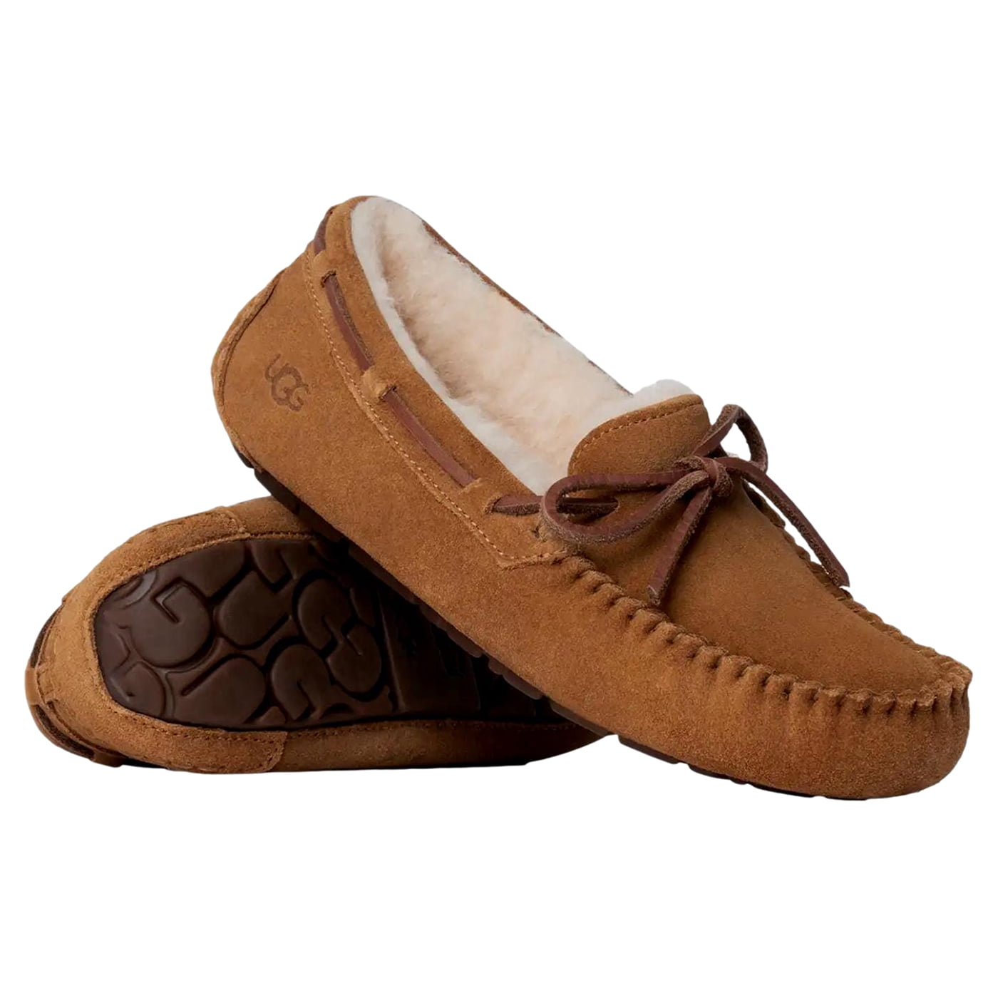 UGG Women's Dakota Suede Moccasin Slipper, Wool Lining, Rubber