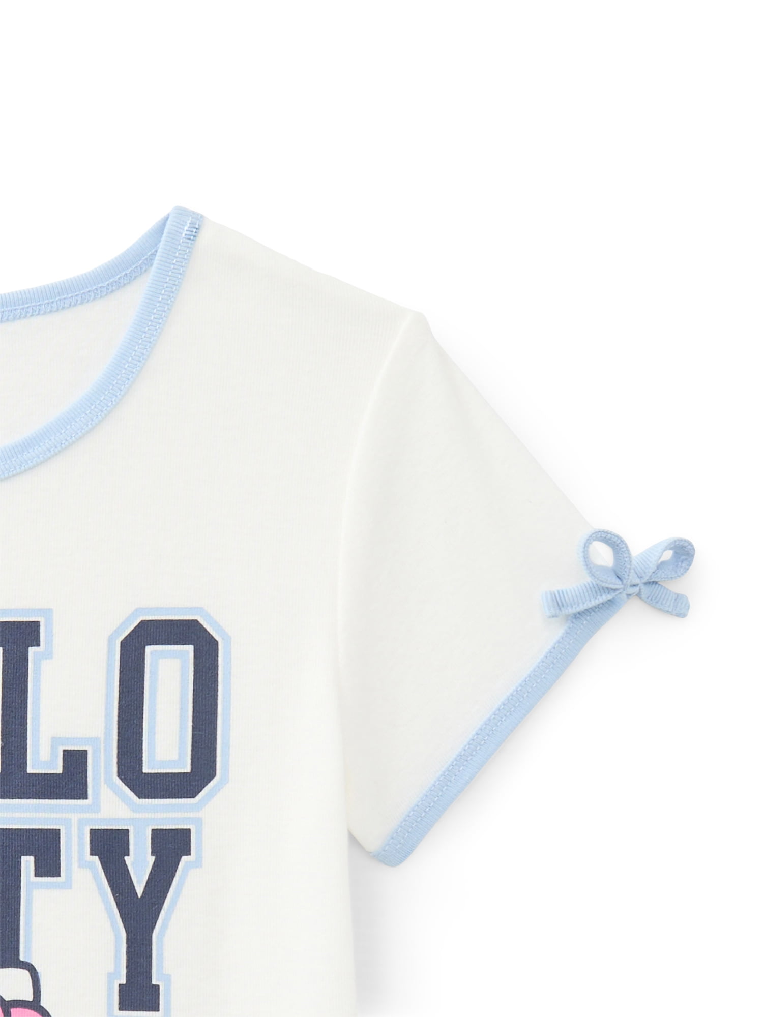 Hello Kitty Girls Bow Detail Graphic Tee with Short Sleeves, Sizes 4-16