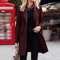 thumbnail image 5 of Winter Clearance Deals PITAUCE Womens Winter Coats Business Attire Solid Color Long Sleeve Single Breasted Slimming Cardigan Suit Coat Jackets for Women Wine M, 5 of 5