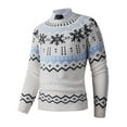 thumbnail image 4 of ZVNAΖH Men's Nordic Fair Isle Snowflake Knit Sweater Casual Crew Neck Pullover Slim Fit Knitted Christmas Sweaters Holiday Party, 4 of 9