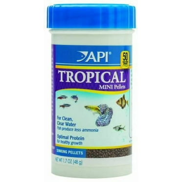 API Tropical Mini Pellets, Mini Sinking Pellets Fish Food, 1.7 oz