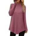 thumbnail image 2 of Karight Womens Fall Tunic Tops Long Sleeve Shirts for Women Turtleneck Lightweight Sweaters Asymmetrical Hem Tops, 2 of 6