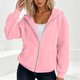 thumbnail image 4 of Neewe Hoodies Shirts for Women Early Fall Long Sleeve Tops Plain Outfits Tops Fashion Full Zip Tees 2025, 4 of 7