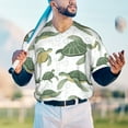 thumbnail image 5 of Zufioo Cute Turtle Print Men's Baseball Short Sleeve, Moisture Wicking Button-Down Hip Hop Tee-3X-Large, 5 of 7