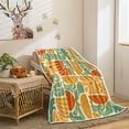 thumbnail image 2 of Boho Abstract Colorful Floral Throw Blanket, Vintage Retro Patchwork Orange Green Flower Botanical Geometric Aesthetic Groovy Flannel Throw Blanket for Chair Bed Sofa Couch, 50X60IN, 2 of 4