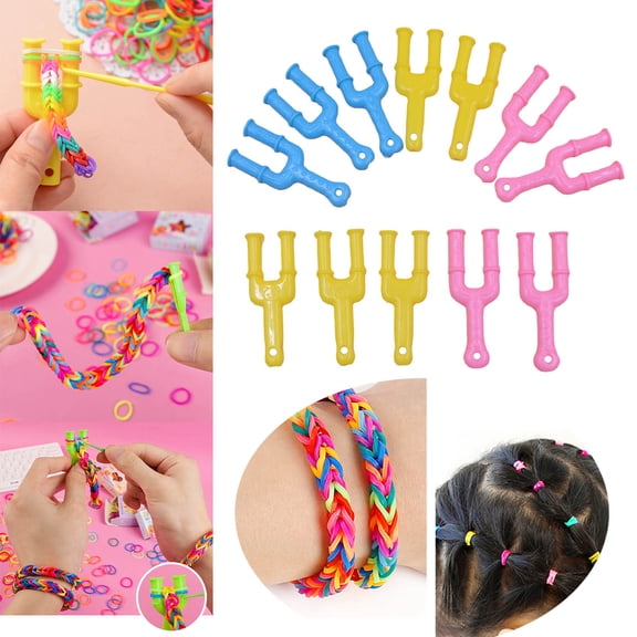 RBEK 20PCS Acrylic Model Y Rubber Band Clips Knitting Bands Jewelry Connector Necklace Bracelet Craft Making Clasp Weaving Accessory DIY Knitting Bracelet Weaving Tool