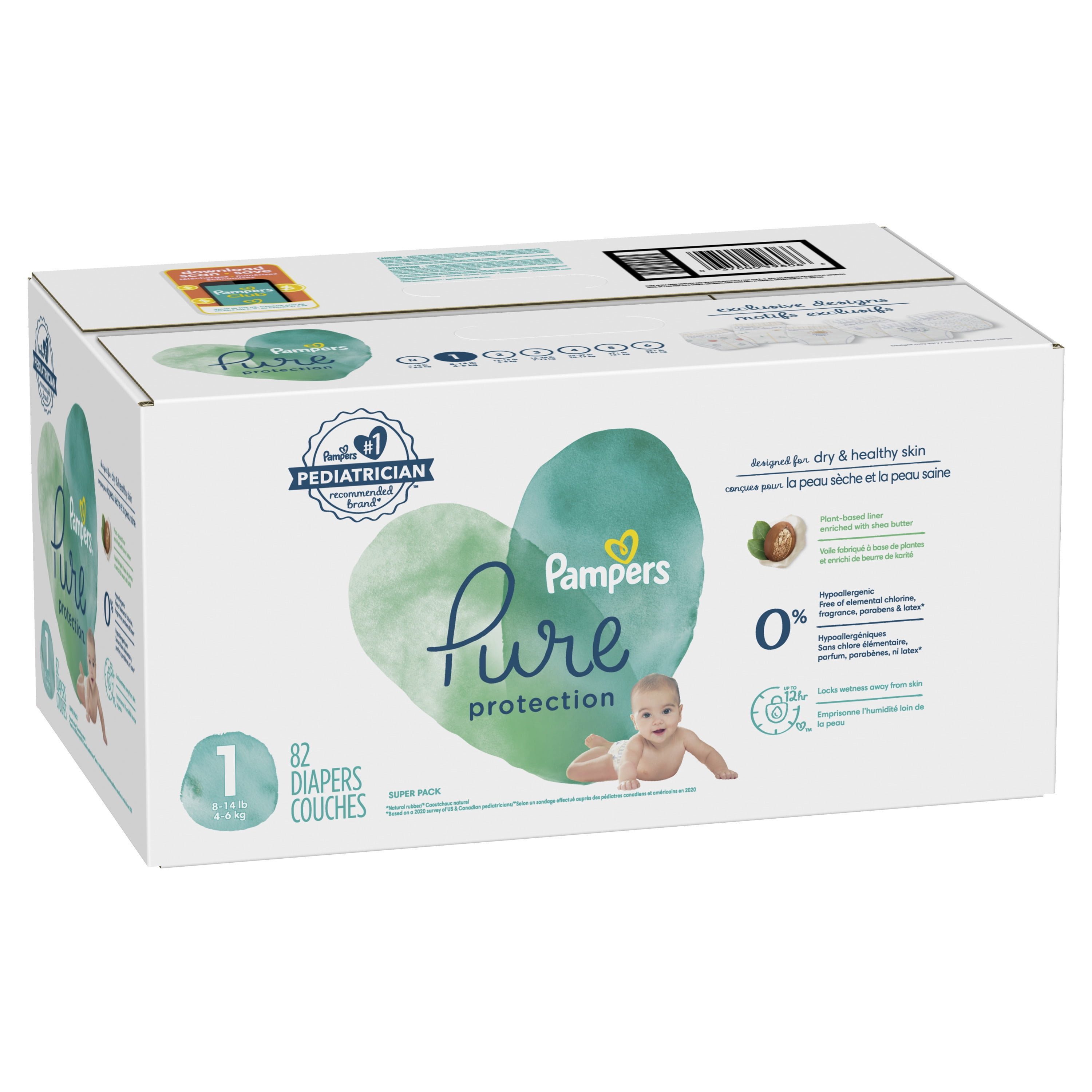 Pampers Pure Diapers Size1, 82 Count (Select for More Options) 