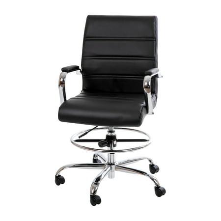 UPC: 0889142977292 | Flash Furniture Faux Leather Mid Back Swivel Drafting Stool Black