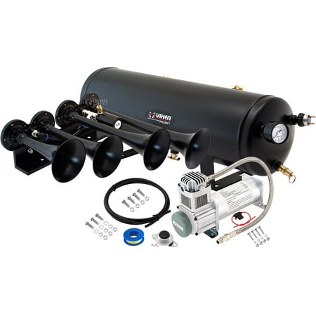 Vixen Horns Train Horn Kit for Trucks/Car/Semi. Complete Onboard System- 200psi Air Compressor