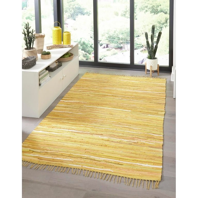 AACZG Area rug for living room or bedroom in White Yellow 2x3 Feet(60 x 90  cm) | washable up to 30 degrees | non-slip underside | modern and soft