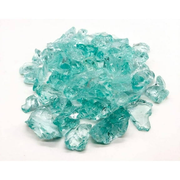 Crystal Teal Fire Pit Glass Rocks - Professional Grade Fire Glass 1/2"-1", 10 lbs Element Fire Glass