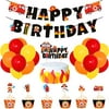 Fire Truck Birthday Party Supplies Fireman Banner Cake Topper Firefighter Cupcake Toppers and Wrappers Latex Balloons for Boy?s Birthday Fire Engine Rescue Theme Party Decorations Set of 62