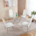 thumbnail image 3 of Dining Table with chrome metal leg and tempered glass,Modern Space Saving Kitchen Table for Living Room,chrome color metal legs, 3 of 11