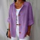 thumbnail image 1 of TaTaai Women's Summer Cardigan Top V-Neck Long Sleeve Linen Cotton Blend Button Front Loose Fit Casual Blouse Gift, 1 of 4
