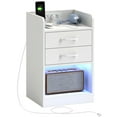 thumbnail image 1 of HOMCOM Nightstand with Charging Station, LED Bedside Table with 2 Drawers, 1 of 10