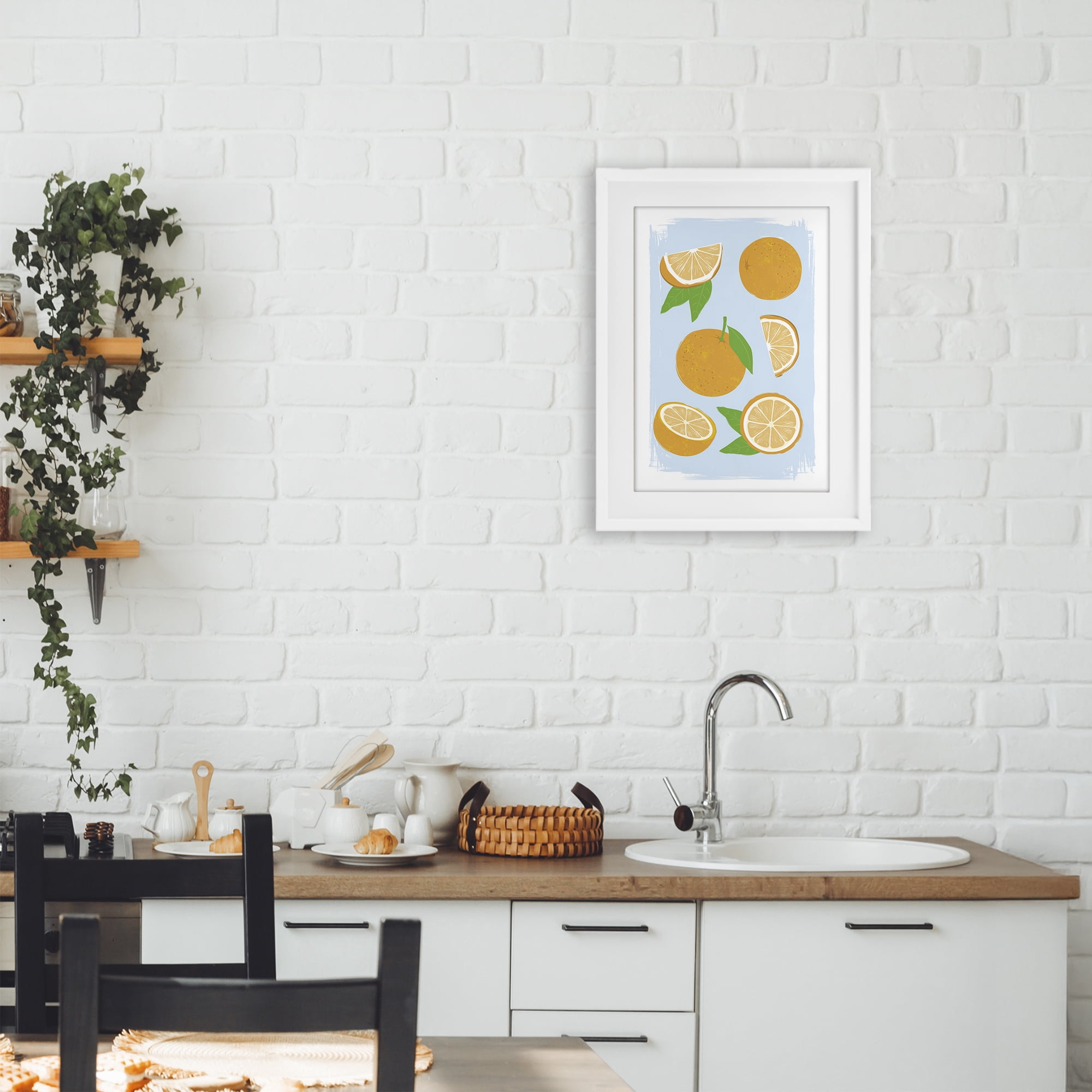 Stupell Industries Pastel Summer Oranges White Framed Print Under Glass, design by Martina Pavlova