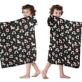 thumbnail image 4 of Black Cartoon Unicorn Dessert Rainbow Pattern Hooded Bath Towel，60"x35" for Ages 3 To 12 Kids, Quick Dry Lightweight Soft Microfiber Hood Beach Towel Cover Up for Kids, 4 of 7
