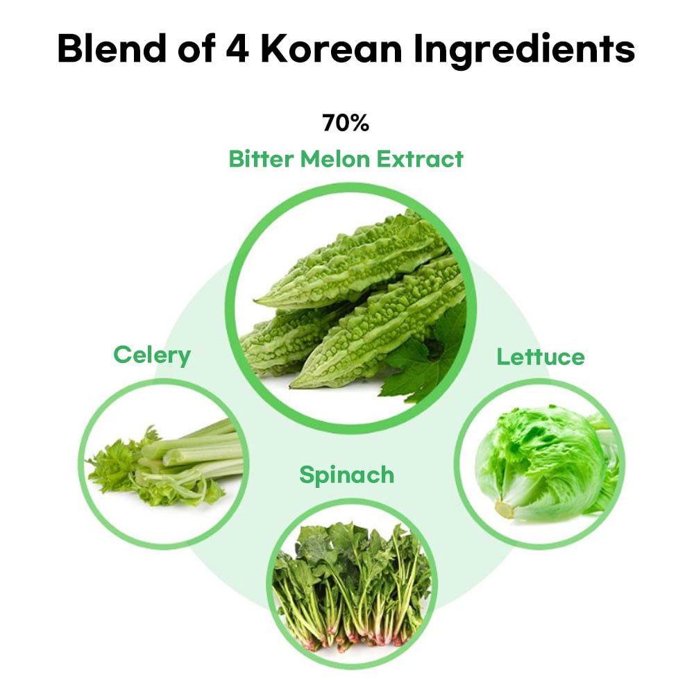 Chunho Ncare Korean Bitter Melon Juice, Zero Sugar, Korean-Grown Bitter Melon, Celery, Lettuce & Spinach, Easy-Cut Liquid Stick Pouch, HACCP Certified (15ml × 30sticks)