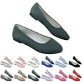 thumbnail image 2 of XIMIN Womens Block Heel PU Pointed Toe Comfortable Suede Flats Shoes Portable Pumps Ballet Flat Slip-on Ballerina Pumps Shoes Dress Shoes Ladies Loafers, 2 of 8