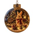 thumbnail image 2 of Clear Glass Christmas Ornament Ball with Bunny Rabbit, Mini Christmas Tree Scene Inside, Gold Crown Hanging Tree Decoration, 3.2x3.2 Inch, 1 Count, 2 of 7