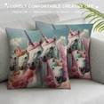 thumbnail image 3 of Orinice Unicorns Rainbow Graphic Decorative Throw Pillow Cover for Home Couch Living Room Bed Sofa - Short Plush Material - Invisible Zipper Design - 1PC 12x12in, 3 of 5