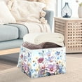 thumbnail image 5 of Purple and Blue Flowers Watercolor Large Storage Bins with Linen Collapsible Lid Storage Box 16.7 x 12.6 x 11.8in, 5 of 7