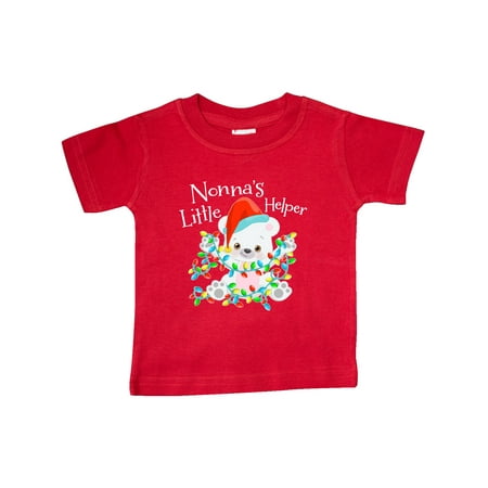 

Inktastic Nonna s Little Helper Cute Polar Bear with Christmas Lights Gift Baby Boy or Baby Girl T-Shirt