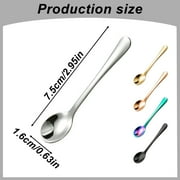 Mini Rainbow Soup Spoon, Clearance, 2.95 Stainless Steel Titanium Plating Shiny Mutilcolor Round Spoons Silverware, Colorful Table Spoon Table Spoons Set Sturdy Easy To Clean, Dishwasher Safe(B)