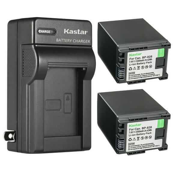 Kastar 2-Pack BP-820 BP-828 Battery and AC Wall Charger Replacement for Canon XF400 XF405 XA10 XA11 XA15 XA20 XA25 XA30 XA35 XA40 XA45 XA50 XA55 VIXIA HFG21 HFG30 HFG40 HFG50 HFG60 GX10 Camera