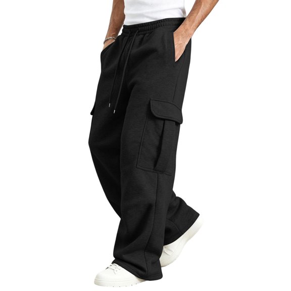 Dresfit Cargo Sweatpants Men Baggy Drawstring Sweat Pants Fall Winter Elastic Waist Hiking Loose Fit Carpenter Pants Lightweight Big and Tall Travel Trousers XL